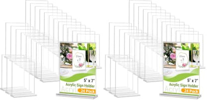 Dynta 48 Pack Acrylic Sign Holder 5x7 Inches Double Sided Picture Frame - size: 5x7 Inches (Pack of 2)