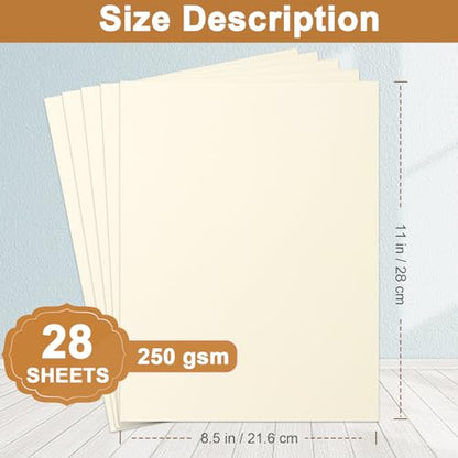 Silunkia 28 Sheets Cream Cardstock 8.5 x 11 Ivory Paper 92lb - color: Cream, size: 28 Sheets
