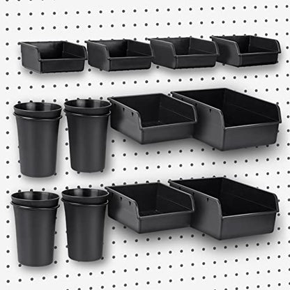 Pegboard Bins And Cups, 12 Pack Peg Board Hardware Nail and Screw Organizer