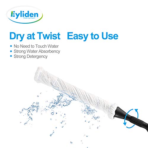 Eyliden Mop with 2 Reusable Microfiber Heads, Easy Wringing Twist Mop - color: White