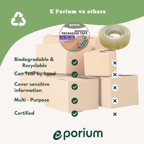 Premium Paper Packing Tape, Self Adhesive Recyclabe, 2 in. x 55 Yd, Eco Friendly Heavy Duty Writable & Uncoated Packaging Tape for Box Sealing, Masking, Moving Supplies, 1 Roll