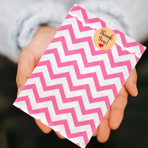 Novel Box 100 Pack Pink Chevron Print Flat Merchandise Bags 4x6 in - color: Pink Chevron, size: 4" x 6" Inches