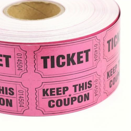 Rose Red Tickets 1 Roll 1000 Metallic Foil Raffle Tickets Events, Carnivals, Contests, Entry Prizes & Class Rewards (Rose red) - color: Rose Red