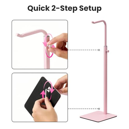 2-Pack Adjustable Tabletop Purse & Banner Display Stands, Pink - color: Pink