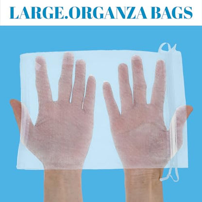 wutfuooo 200 Pcs Large Organza Bags 7 x 9 Inch Organza Gift Party Favor Packing Mesh Drawstring Gift Bags Jewelry Pouch Gift Wrapping for Valentines Christmas Wedding Shower Party Goodie,White