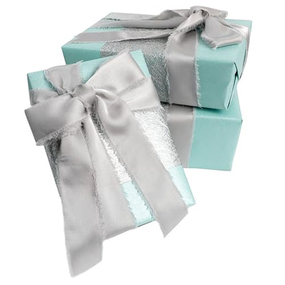 Silk Satin Ribbon 1-1/2 Inch x 30 Yards Ivory & Gray & Light Pink - color: Ivory& Gray& Light Pink