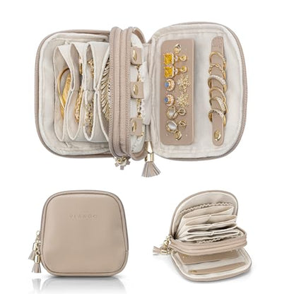 VLANDO 2-Layer Travel Jewelry Case for Necklaces,Rings,Earrings - color: Toffee