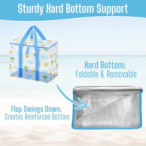 VENO 2 Pack Insulated Grocery Bags, Hard Bottom, Tropical Island - color: Tropical Island, size: 15.7"W x 12.6"H x 8.7"D - 2 Pack