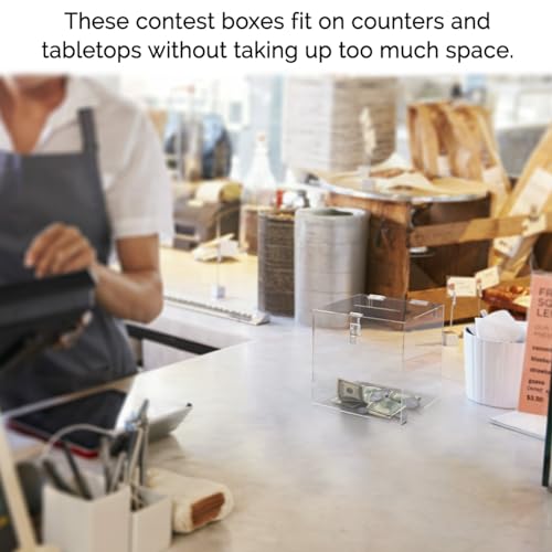 Acrylic Donation Box with Lock Clear Ballot Box 6" Locking Suggestion Fundraising Donation Bar School Voting Box Acrylic Countertop Piggy Bank Bin by Marketing Holders - size: 6"W x 6"D x 6"H