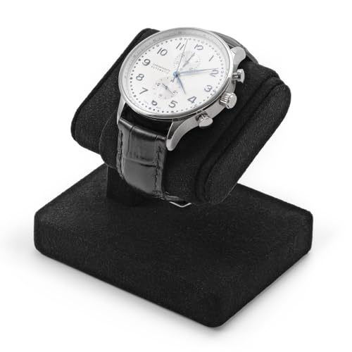 Black Microfiber Single Watch Stand Wristwatch Display Holder - color: Black