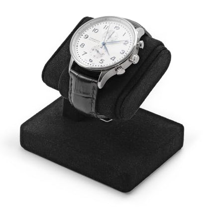 Black Microfiber Single Watch Stand Wristwatch Display Holder - color: Black