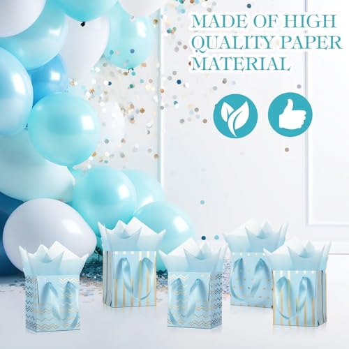 Tenare 12 Pcs Small Gift Bags Bulk,7 x 4 x 9 Inch,Light Blue Gold - color: Light Blue Gold, size: 7 x 4 x 9 Inch