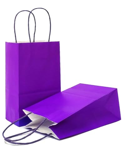 AZOWA Gift Bags Mini Kraft Paper Bags with Handles(Purple, 4 x 6 x 2.4, 25 Pcs) - color: Purple, size: X-Small (Pack of 25)