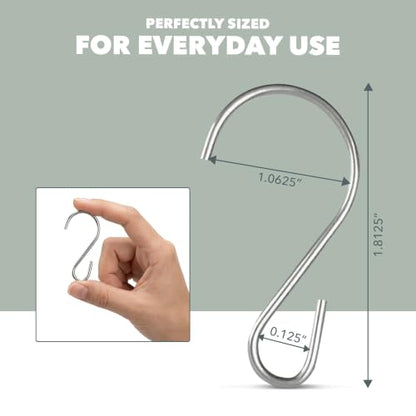 Clip Strip 100 Pack S Hooks for Hanging Displays in Retail, 1.8125" L, Open Ended Version, Use at Home Hanging Jewelry, Kitchenware, Keys, SH-50