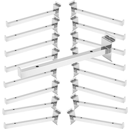 KEILEOHO 16 PCS 10 Inch Slatwall Deluxe Hooks, Heavy Duty Slatwall Shelf Brackets, Slatwall Display Hooks Panel Hooks for Garage, Shop, Retail Display - size: 16 PCS
