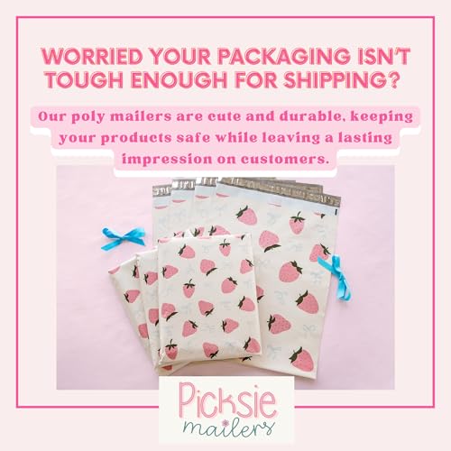 Picksie Mailers - Poly Mailer Packaging Bags 10x13 Cute Shipping Envelopes - color: Strawberry Aesthetic, size: 10x13