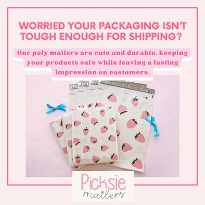 Picksie Mailers - Poly Mailer Packaging Bags 10x13 Cute Shipping Envelopes - color: Strawberry Aesthetic, size: 10x13