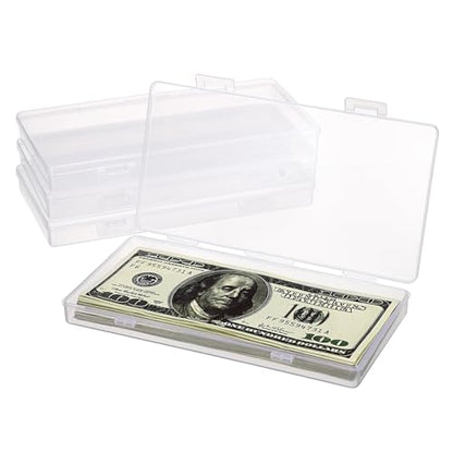 Hipiwe 4 Pack Plastic Money Organizer Clear Cash Currency Box with Lid - size: 4 Pack