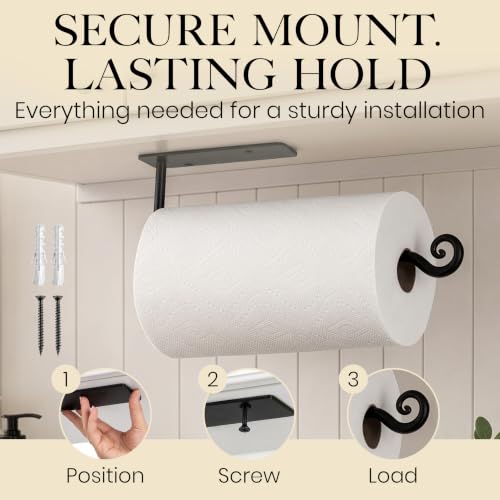 RTZEN Handcrafted Black Paper Towel Holder, Stylish Home Accent Countertop