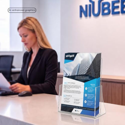 NIUBEE Acrylic Brochure Holder 8.5 x 11, Flyer Holder Stand Display, 2 Pack - size: 8.5" x 11", style: 2 Pack