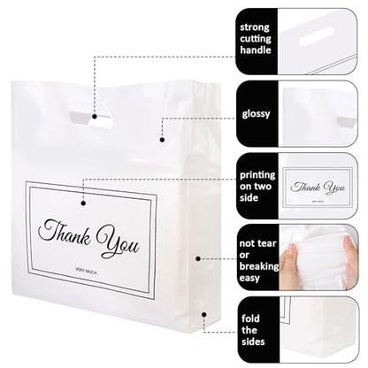 Belinlen 100Pcs 16x18 Inch Thank You Bags for Small Business|White - color: 16x18 Inch (100Pcs)white