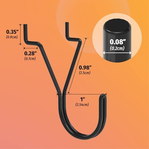 HUHOLE 40 Pack 1 Inch Black Pegboard J Hooks - style: 1" J-Hook 40PC Black