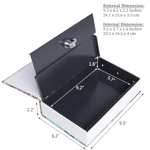 Decaller Book Safe with Key Lock, Diversion Hidden Secret Metal Lock Box for Home Security, Money & Jewelry, 9.5" x 6.2" x 2.2", Route 66 - color: Route 66, size: Key Lock