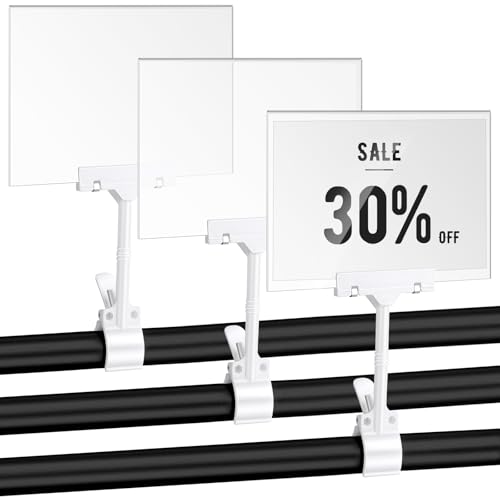 3 Pcs Acrylic Clip on Sign Holder with Clamp 5.5 x 7 Inch - size: 5.5 x 7 Inch