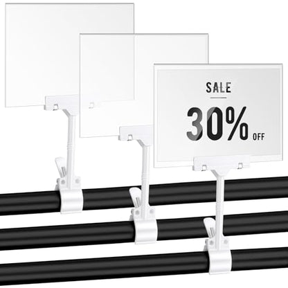 3 Pcs Acrylic Clip on Sign Holder with Clamp 5.5 x 7 Inch - size: 5.5 x 7 Inch