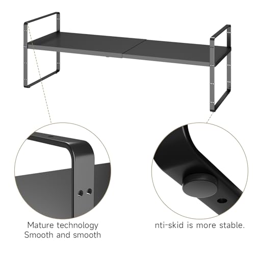 16.5~27.1" Expandable Shelf，1Pack 10.2" Wide Adjustable Height Cabinet Shelves，Black - color: Black, size: 1Pcs // 10.2''W