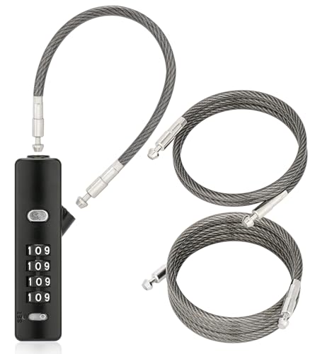 3 Interchangeable Cable Combination Lock, 904EC-Black - color: Black, size: 904EC-9"/23.6"/47.2"