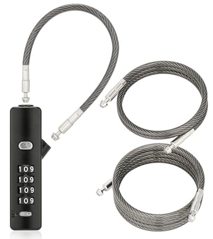3 Interchangeable Cable Combination Lock, 904EC-Black - color: Black, size: 904EC-9"/23.6"/47.2"