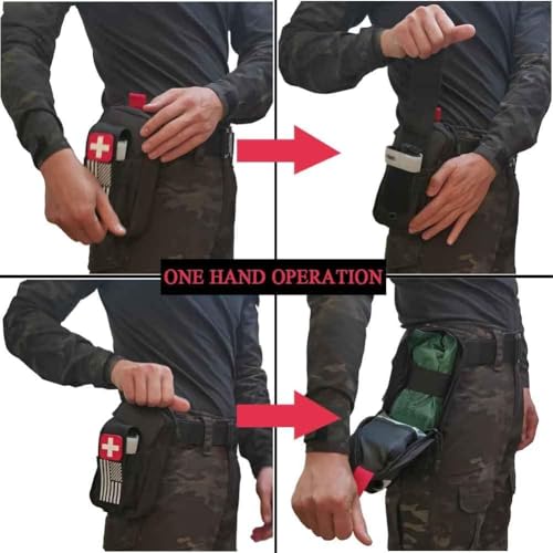 Ifak Med Trauma Kit, Molle Tactical Emergency First Aid Kit,Red Military Survival Molle EMT Medical Kit Refill Supplies Fot Duty Belt - color: RED