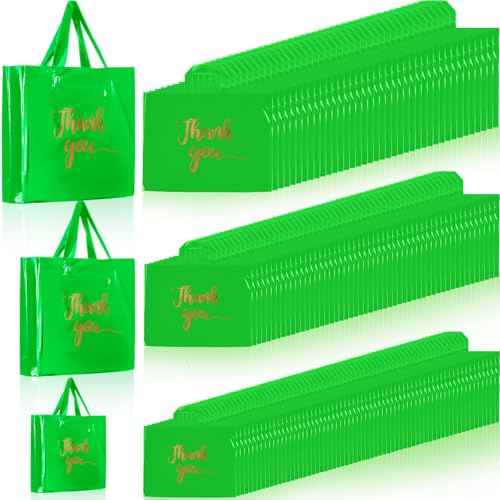 Teling 200 Pcs Thank You Shopping Bags with Handle,Green - color: Green
