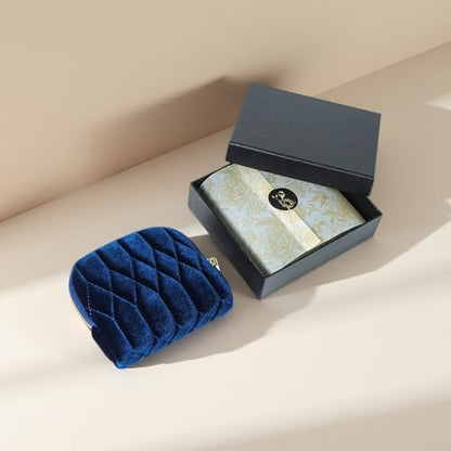 Small Travel Jewelry Bag Velvet Jewelry Case Pouch for Bracelet - color: Navy Blue