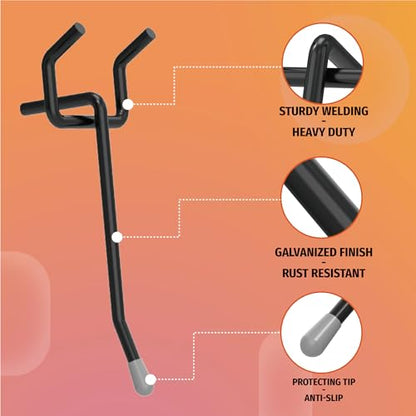 HUHOLE 50 Pack 4 Inch Black Pegboard Hooks Metal Hangers - color: Black, size: 4 Inch