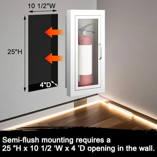 Zonon 1 Pcs Semi Recessed Fire Extinguisher Cabinet, Steel Wall Mount