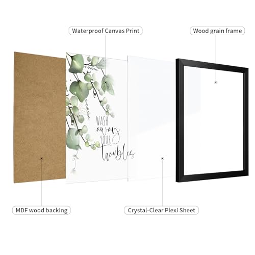 Framed Botanical Wall Art for Bathroom - color: Brown, size: 16"L x 12"W
