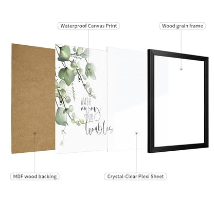 Framed Botanical Wall Art for Bathroom - color: Brown, size: 16"L x 12"W