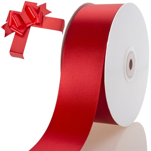 1-1/2 Inch Red Ribbon 50Yards – Perfect for Gift Wrapping - color: Red, size: 1-1/2"
