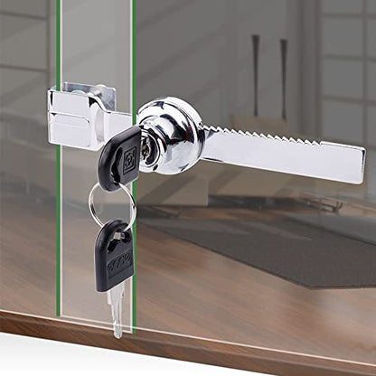 Waziaqoc 2PCS Sliding Glass Door Ratchet Lock, Chrome Finish