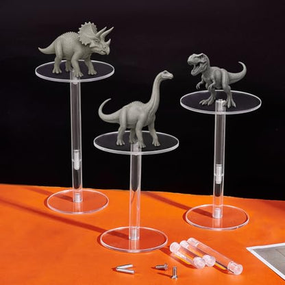 PH PandaHall 3pcs Combat Risers for Flying Miniatures 2.5 inch 3 inch Clear Round Acrylic Display Stand Adjustable Height Multi-Tiered Raised Platforms fpr Display Tabletop Board Game Cake
