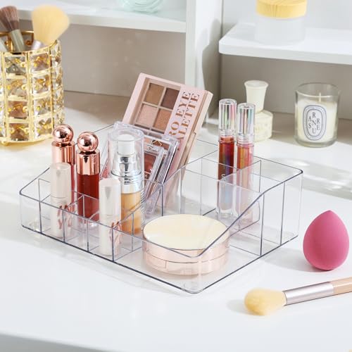 Vtopmart Clear Plastic Devided Makeup Organizer Tray - style: 1 Tier