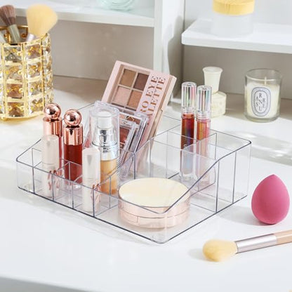 Vtopmart Clear Plastic Devided Makeup Organizer Tray - style: 1 Tier