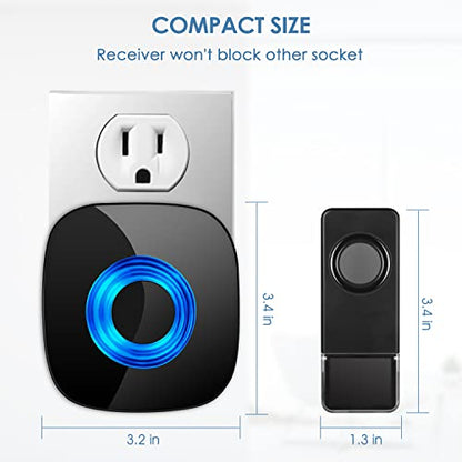 Wireless Doorbell with 2 Receivers 2 Buttons, Waterproof Door Chime Kit - size: 2 Buttons + 2 Receivers