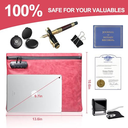 KOSMCCO Notary Bag with Lock, Ruby Red, L - color: Ruby Red