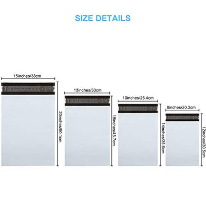 Outus 120 Pcs Poly Mailer Envelope 4 Sizes Shipping Bags,White - color: White, size: 8 x 12 In, 10 x 14 In, 13 x 18 In, 15 x 20 in