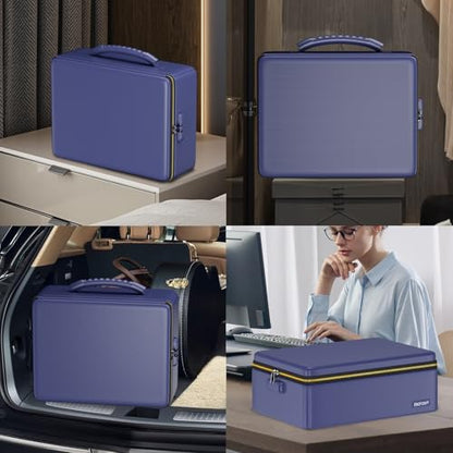 ENGPOW Fireproof Document Box with Lock & Heat-Resistant Fireproof Zipper - color: Blue, size: 15.4 x 11.8 x 5.5 inches