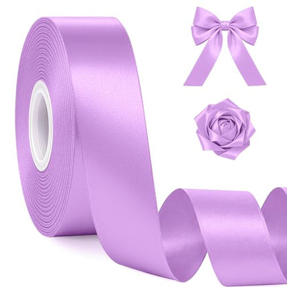 30Yards 1In Lavender Satin Ribbon for Flower Bouquet Wedding Easter Crafts - color: Lavender, size: 1 inch