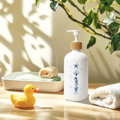 Coastal Beach Glass Soap Dispenser with Pump - color: Sea Animals 02